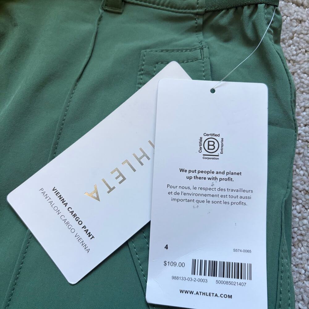 *NWT Athleta Vienna Cargo Pants Green Size 4 Athletic Travel Stretch - Picture 7 of 11